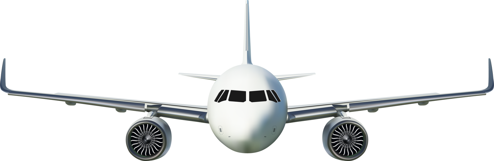 Aircraft or airplane on front view